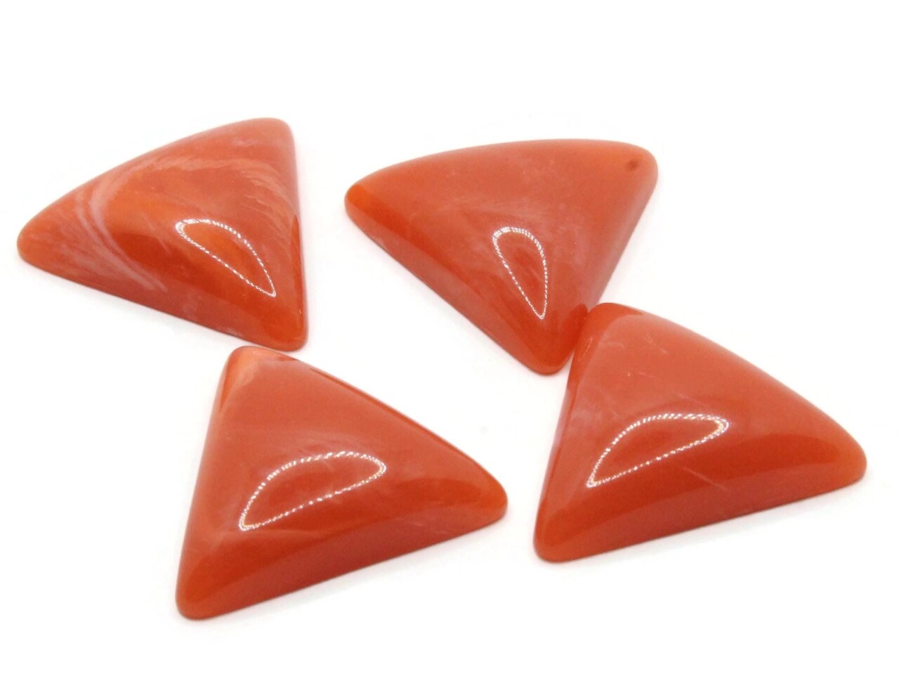 4 23mm Red Triangle Vintage Lucite Plastic Flatback Cabochons